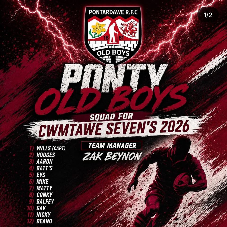 Ponty Old Boys squad for Cwmtawe Seven's 2026, team manager Zak Beynon