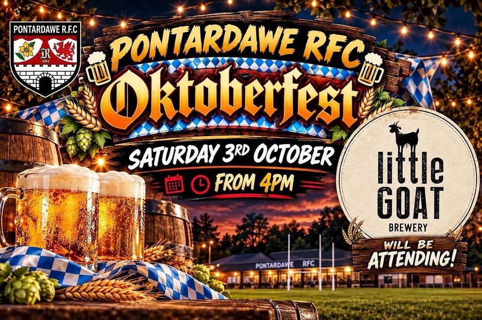 Little Goat Brewery will be attending Pontardawe RFC Oktoberfest, Saturday 3rd October from 4pm