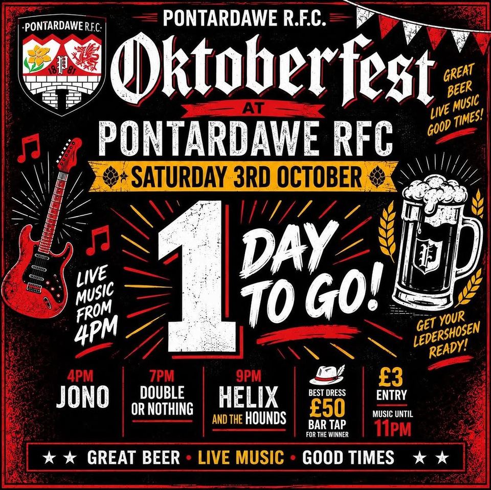 Oktoberfest one day to go: live music from 4pm, £3 entry, music until 11pm, £50 bar tab for the best dress